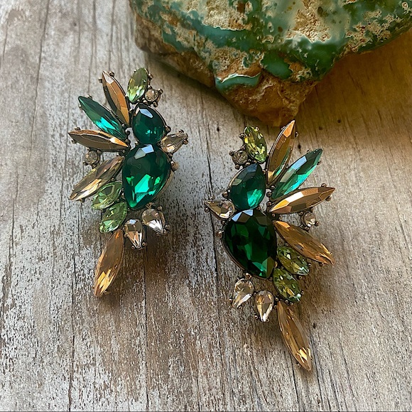 🦚Peacock Rhinestone Earrings 🦚 - Picture 3 of 6
